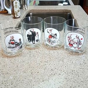Vintage! Norman Rockwell 4 Collector Drinking Glasses